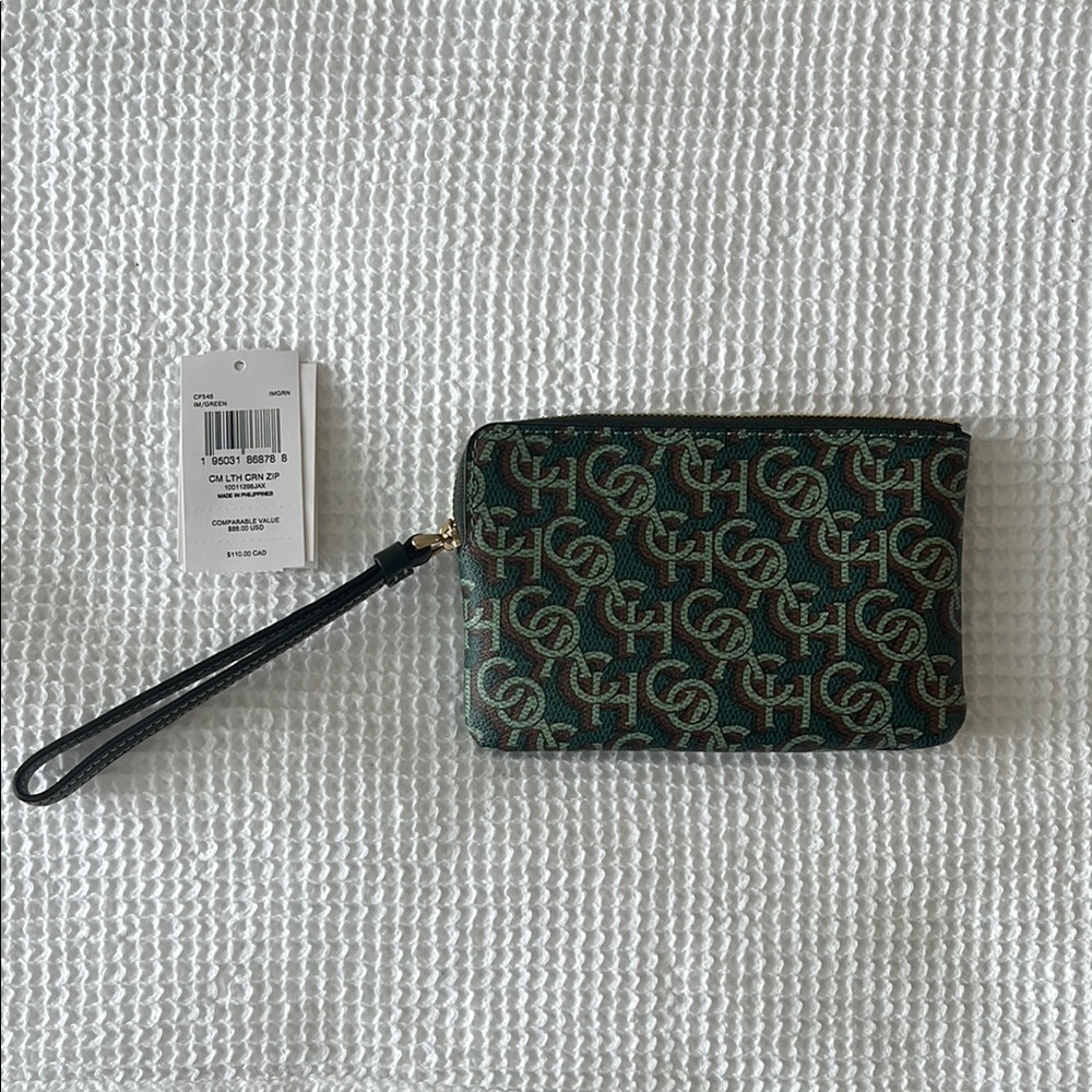 Coach Green and Black Key Card Holder